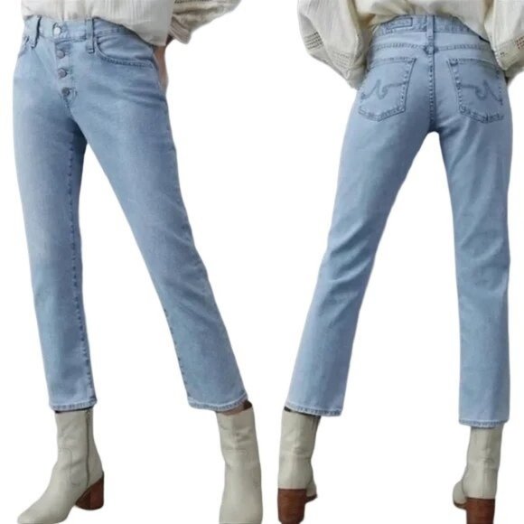 Ag Adriano Goldschmied Denim - AG Anthropologie Nolan Ankle Relaxed Button Up Jeans 25